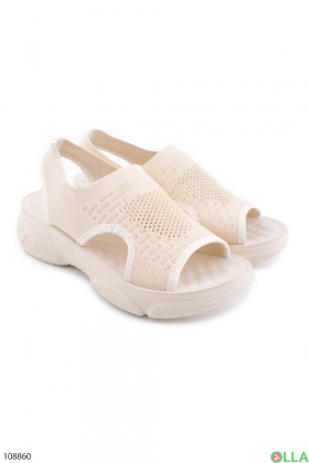 Women's light beige textile sandals