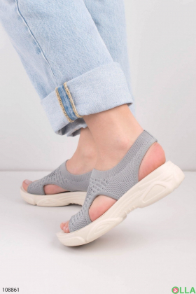 Women's grey textile sandals