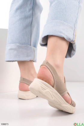 Women's khaki textile sandals