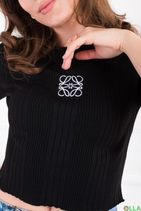 Women's black top with a pattern