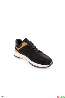 Men's black and beige lace-up sneakers