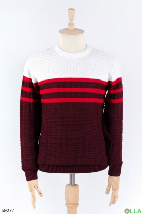 Чоловічий бордово-білий светр