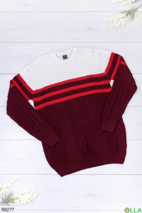 Чоловічий бордово-білий светр