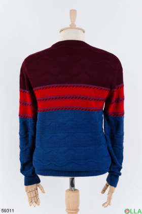 Чоловічий синьо-бордовий светр
