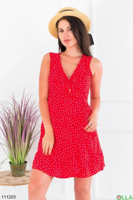 Women's red dress with polka dots