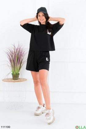Women's black t-shirt and shorts set