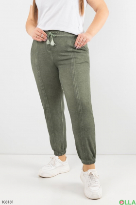 Жіночі зелені брюки-джоггери батал