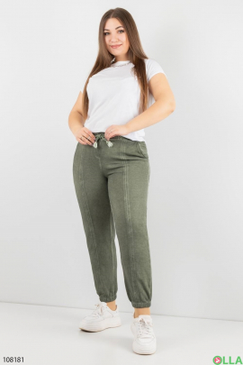 Жіночі зелені брюки-джоггери батал
