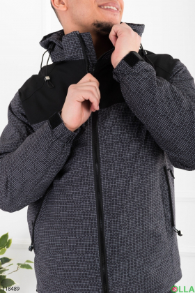 Мужская двухцветная куртка с капюшоном