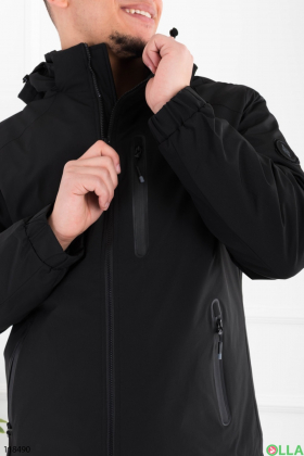 Мужская черная куртка с капюшоном