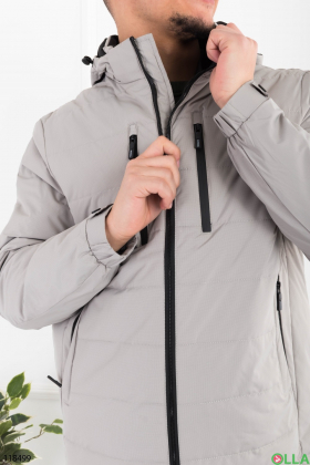 Men's light gray jacket with hood