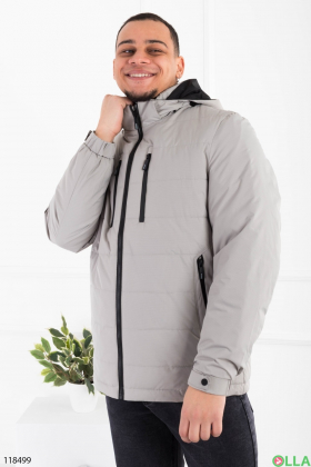 Men's light gray jacket with hood
