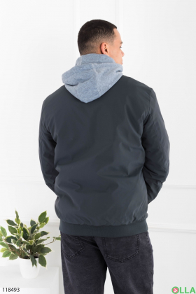 Men's dark gray jacket with hood