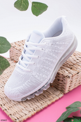 Women's white and gray lace-up sneakers