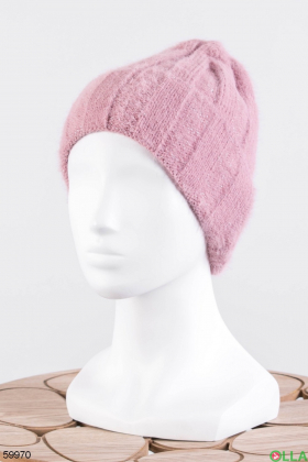 Жіноча рожева шапка на флісі