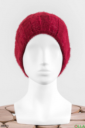 Жіноча червона шапка на флісі