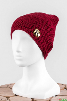Женская красная шапка на флисе