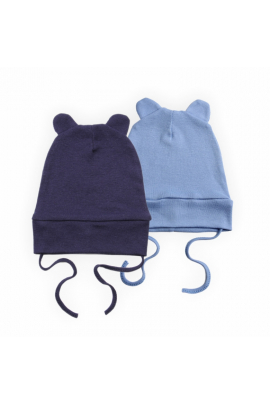 Комплект детских шапок для новорождённых на завязках GSK- 24-1 (2 шт в уп.) р. (13948) Разные цвета 
