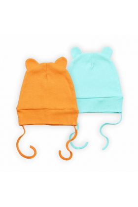 Комплект детских шапок для новорождённых на завязках GSK- 24-1 (2 шт в уп.) р. (13948) Разные цвета