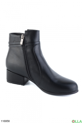 Women's black eco-leather boots with heels