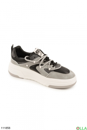 Women's black and gray lace-up sneakers