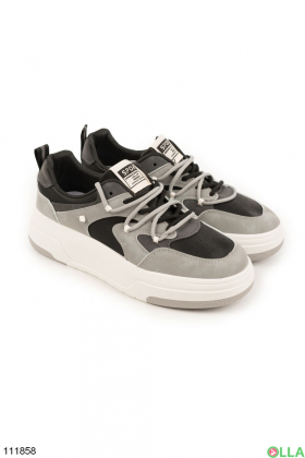 Women's black and gray lace-up sneakers