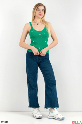 Women's green top with beads