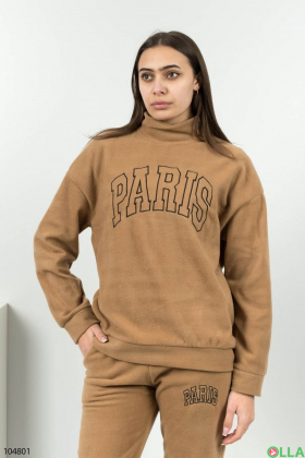 Women's beige tracksuit with lettering