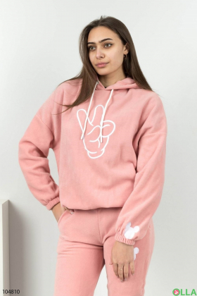 Women's pink tracksuit with a hood