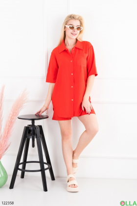 Women's red suit of shirt and shorts