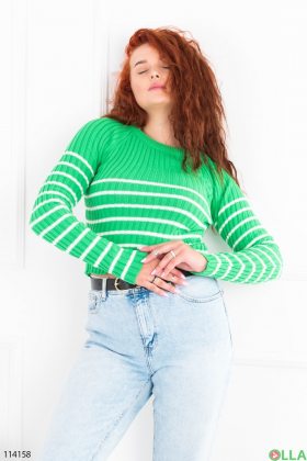 Women's green striped sweater
