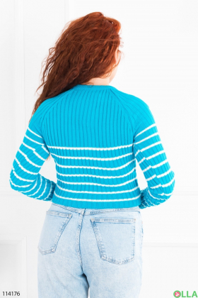 Жіночий бірюзовий светр у смужку