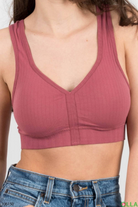 Women's burgundy bra-top