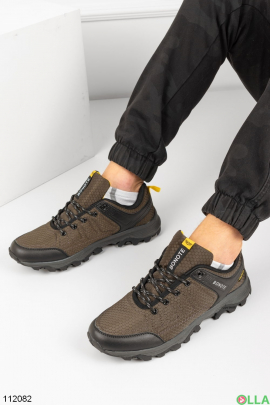 Мужские черно-коричневые кроссовки на шнуровке