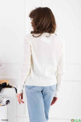 Women's white button-down sweater