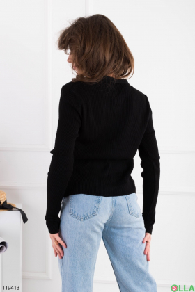 Жіночий чорний светр на ґудзиках
