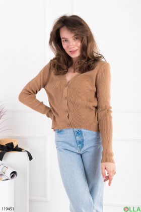 Women's brown button-down sweater