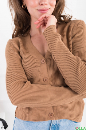 Women's brown button-down sweater