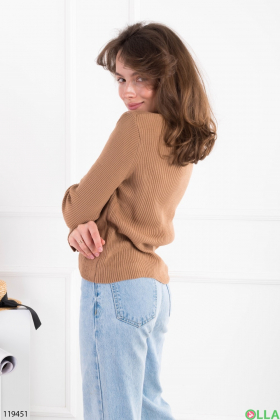 Жіночий коричневий светр на гудзиках