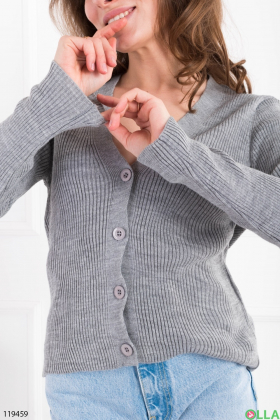Жіночий сірий светр на гудзиках