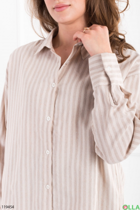 Women's beige and white striped shirt