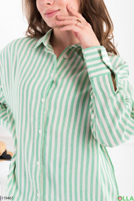 Женская бело-зеленая рубашка в полоску