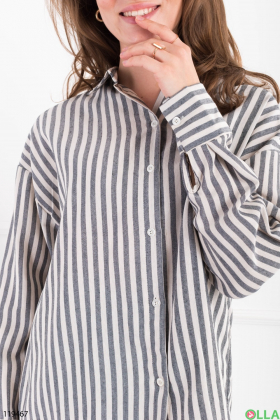 Women's gray and white striped shirt