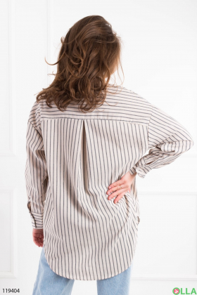 Women's gray and beige striped shirt