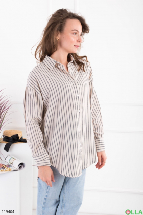 Women's gray and beige striped shirt