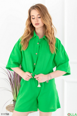 Женский зеленый комплект из топа и шорт