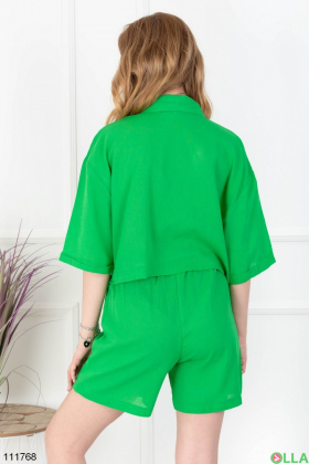Жіночий зелений комплект з топу та шорт