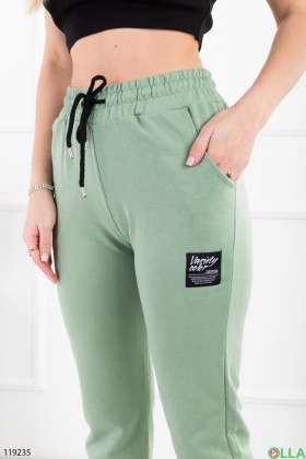 Жіночі зелені спортивні брюки-джогери