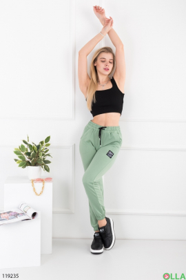 Женские зеленые спортивные брюки-джоггеры 