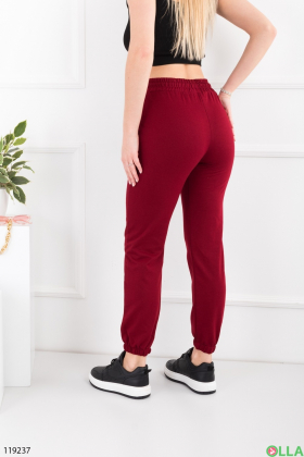Жіночі бордові спортивні брюки-джогери